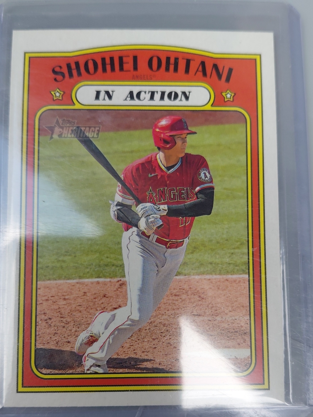 Shohei Ohtani In Action Baseball Card - Red